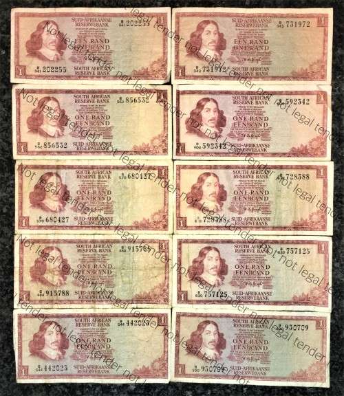 TW DE JONGH SET OF R1 X 10 - B SERIES 1973 -- 3RD ISSUE (1 BID TAKE ALL)