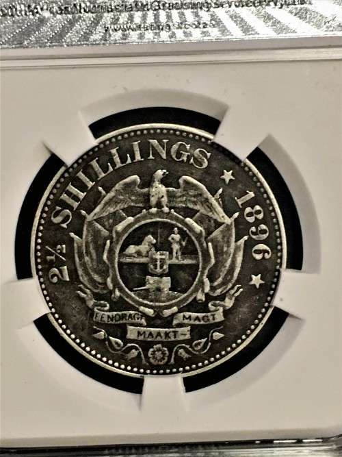 Z A R GRADED 2 1/2 SHILLINGS VF30 HALF CROWN  -1896 SANGS GRADED