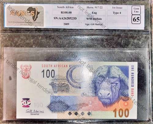 GILL MARCUS R100 AA - GRADED GEM UNC 65 BUFFALO WTM 1ST ISSUE 2009 SANGS