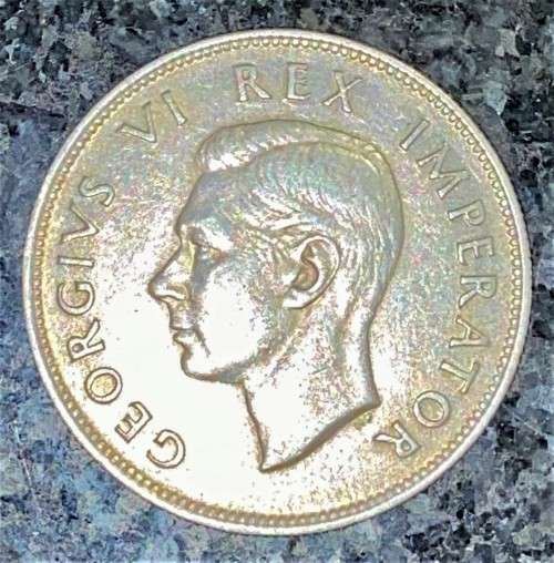 S A UNION SILVER 2 1/2 SHILLING 1942 -- GOOD CONDITION 80% SILVER