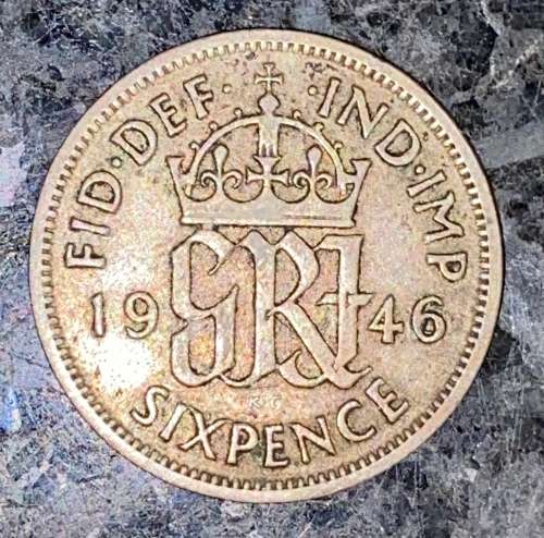GREAT BRITAIN SILVER 6D SIXPENCE 1946