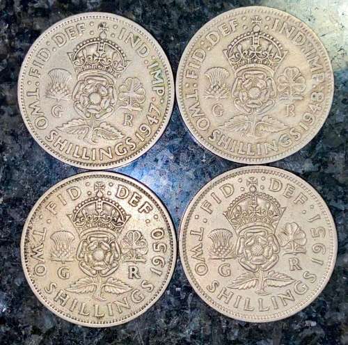 GREAT BRITAIN SET 2  SHILLING  1947, 1948,1950  & 1951 (1 BID TAKE ALL)