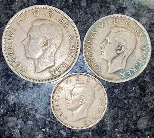GREAT BRITAIN SET 2 1/2 SHILLING, 2 SHILLING & 1 SHILLING 1948 (1 BID TAKES ALL)