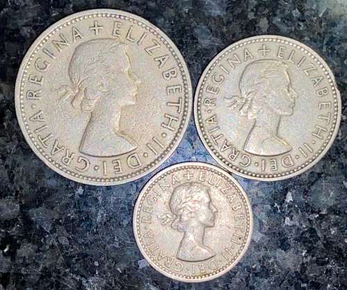 GREAT BRITAIN SET  2 SHILLING, 1 SHILLING & 6PENCE 1954 (1 BID TAKE ALL)