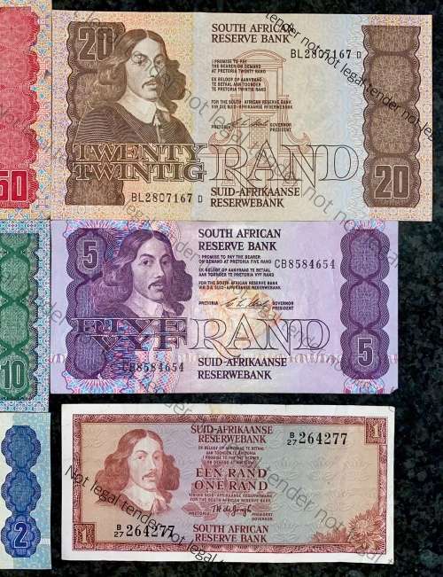 COMPLETE SET OF CL STALS & DECIMALS  R50 TO R2 AA --1990 [R1 T.W DE JONGH 1973] HIGHER GRADE NOTES