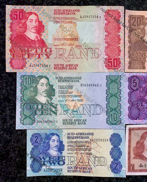COMPLETE SET OF CL STALS & DECIMALS  R50 TO R2 AA --1990 [R1 T.W DE JONGH 1967] HIGHER GRADE NOTES
