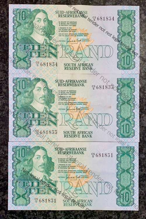 GPC DE KOCK R10 IN SEQUENCE C55/681834-833 & 831 AUNC 2ND ISSUE 1982(1 BID TAKES ALL)