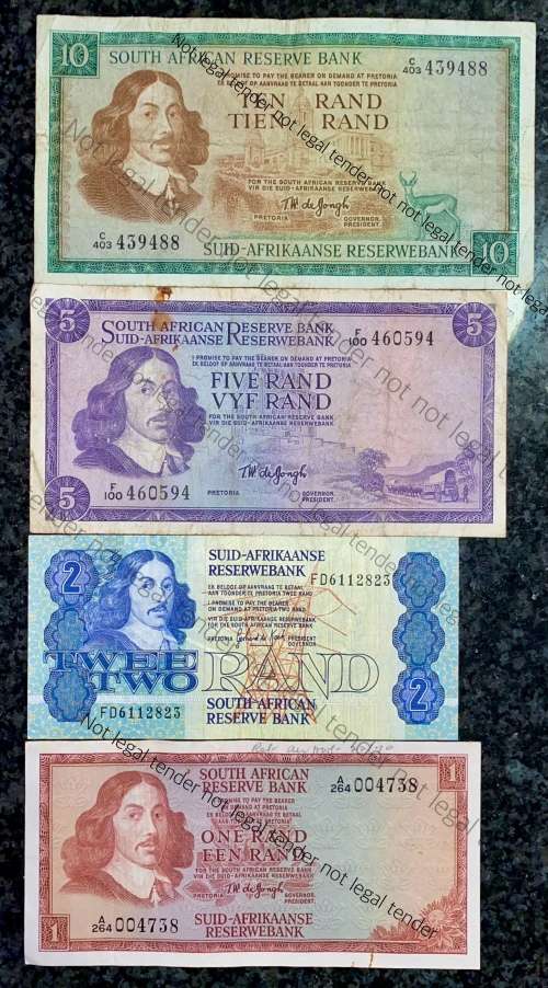 SET OF VARIOUS GOVERNORS & DECIMALS R10 TO R1 1967-1980s  ( 1 BID TAKES ALL)