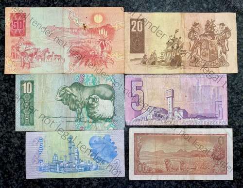 COMPLETE SET OF GPC DE KOCK & DECIMALS  R50 TO R2,,,1980s (R1 TW DE JONGH 1967)(1 BID TAKES ALL)