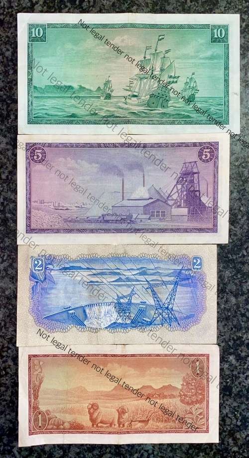 COMPLETE SET OF TW DE JONGH & DECIMALS R10 TO R1 ,,,1967-1975  (1 BID TAKES ALL)