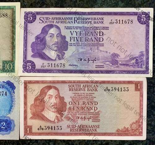 COMPLETE SET OF TW DE JONGH & DECIMALS R10 TO R1 ,,,1967-1975 GOOD CONDITION  (1 BID TAKES ALL)