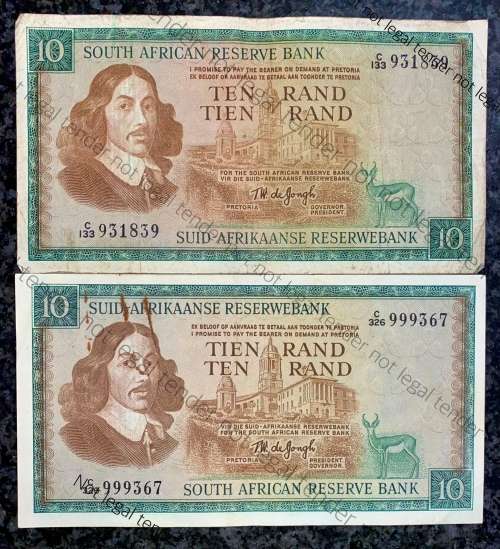 TW DE JONGH R10 SPRINGBUCK & VAN RIEBEECK WTM..,,,1ST ISSUE 1967 & 3RD ISSUE 1975 (1 BID TAKES ALL)