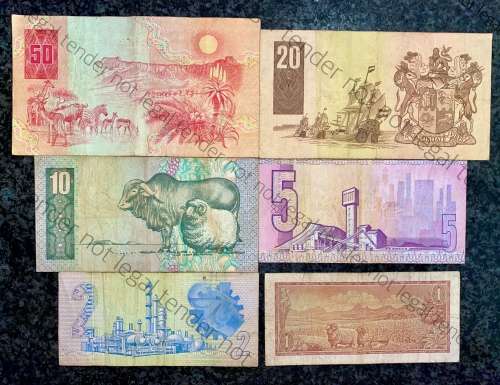 REPLACEMENT NOTES SET VARIOUS GOVERNORS R50 -XX, R20 -XX ,R10 XX,R5 XX, R2 -WW  & DE JONGH R1 -Z21-