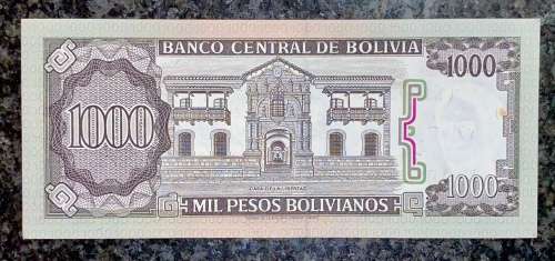 BOLIVIA 1000 BOLIVIANOS 1982 AUNC