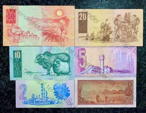 COMPLETE SET OF GPC DE KOCK & DECIMALS R50 TO R2 - 1980s UNC-EF (R1 TW DE JONGH 1975(1 BID TAKES ALL