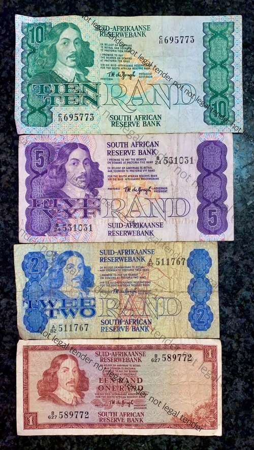 TW DE JONGH SET R10 TO R1 -- 4TH & 3RD ISSUE 1975/78(1 BID TAKES ALL)