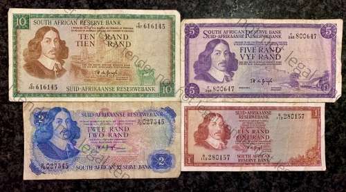 COMPLETE SET OF TW DE JONGH & DECIMALS R10 TO R1 ,,, 1967-1975 MOSTLY SPRINGBUCK WTM( 1 BID TAKES AL