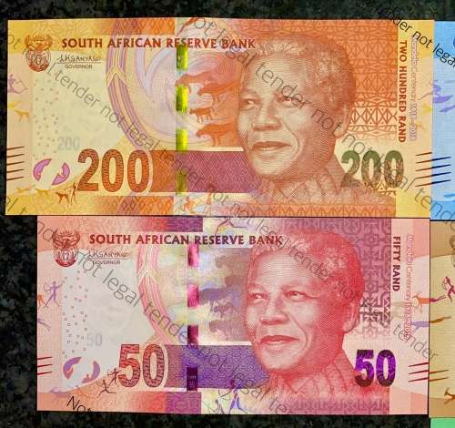 COMPLETE SET OF L KGANYAGO R200 TO R10 ALL SA SERIALS UNC 2ND ISSUE 2018(MANDELA WTM(1 BID TAKES AL