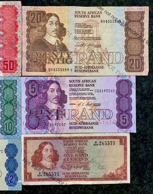 COMPLETE SET OF CL STALS & DECIMAL R50 TO R2AA IS UNC 1ST ISSUE 1990[R1 DE JONGH 1975]1 BID TAKES AL