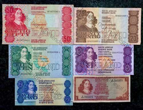 COMPLETE SET OF CL STALS & DECIMAL R50 TO R2AA IS UNC 1ST ISSUE 1990[R1 DE JONGH 1975]1 BID TAKES AL