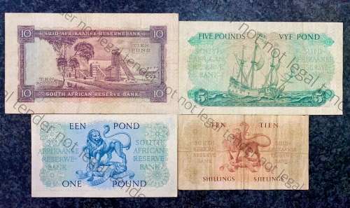 MH DE KOCK SET 10 POUND 1958, 5 POUND 1959, 1 POUND 1957 & 10 SHILLINGS 1959 (1 BID TAKES ALL)
