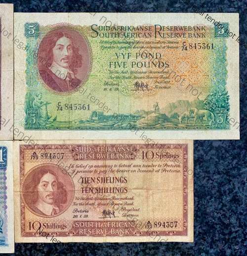 MH DE KOCK SET 10 POUND 1958, 5 POUND 1959, 1 POUND 1957 & 10 SHILLINGS 1959 (1 BID TAKES ALL)