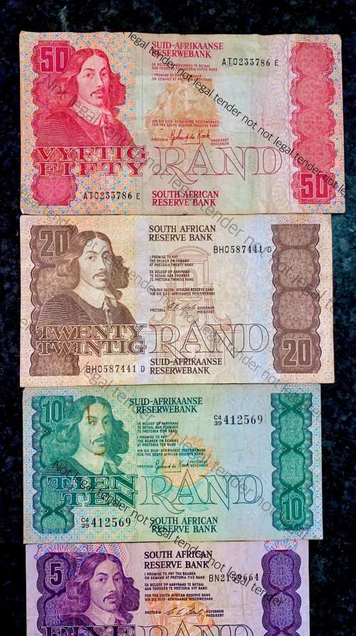 SET OF VARIOUS GOVERNORS & DECIMALS R50 TO R1  ( 1 BID TAKES ALL)