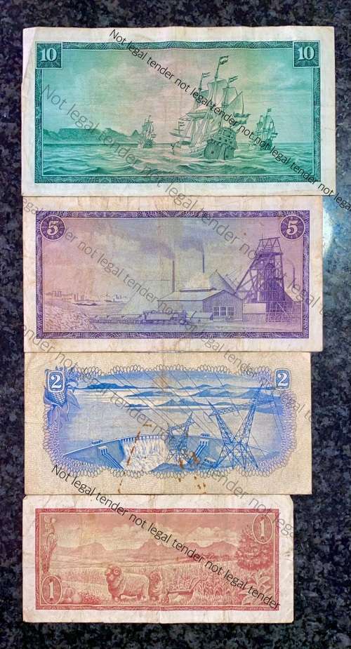 COMPLETE SET OF TW DE JONGH & DECIMALS R10 TO R1 ,,, 1967-1975( 1 BID TAKES ALL)