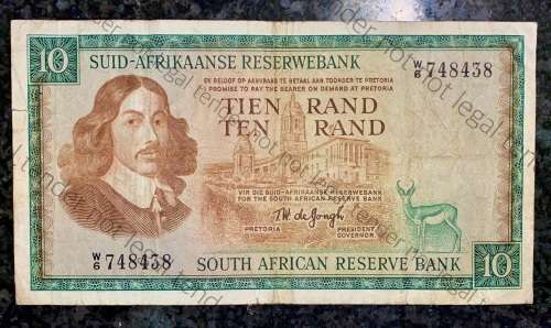 REPLACEMENT NOTE TW DE JONGH R10 -- W6 -- SPRINGBUCK WTM 1ST ISSUE 1967