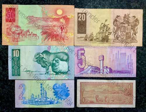 COMPLETE SET OF GPC DE KOCK & DECIMALS  R50 TO R2,,,1980s (R1 TW DE JONGH 1975)- (1 BID TAKES ALL)