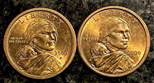 U S A SET OF SACAGAWEA 1 DOLLAR LIBERTY DENVER MINT & PHILADELPHIA MINT 2000(1 BID TAKES ALL)
