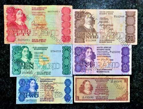COMPLETE SET OF GPC DE KOCK & DECIMALS R50 SCARCE BA SERIE`S TO R2,,,1980s (R1 TW DE JONGH 1975)