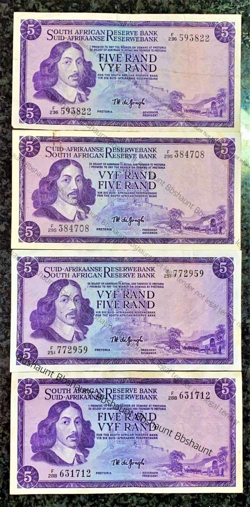 TW DE JONGH R5 VAN RIEBEECK WTM 1975 THIRD ISSUE (BID PER NOTE)4 AVAILABLE