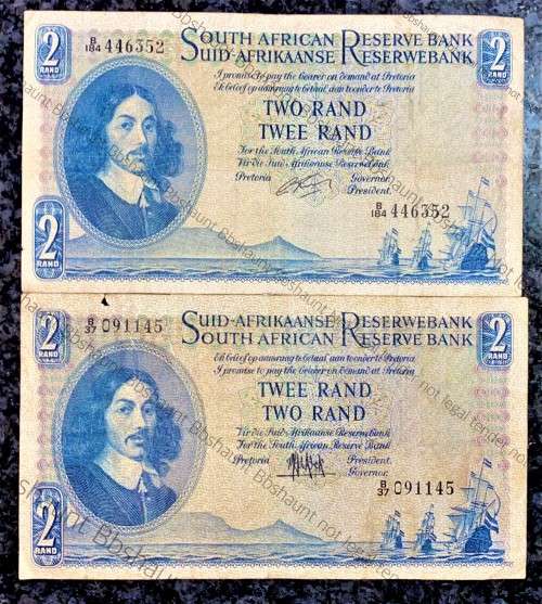 SET OF R2 BOTH GOVENNERS MH DE KOCK 1961 & G RISSIK 1962( 1 BID TAKES ALL)