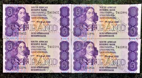 TW DE JONGH R5 CLOSE IN SEQUENCE B1 3-613600,591,931 & 991 --4TH ISSUE-- 1978  AUNC(1 BID TAKES ALL)