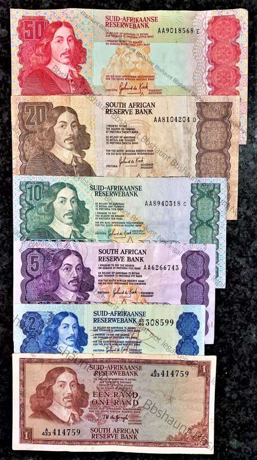 COMPLETE SET OF ALL AA GPC DE KOCK & DECIMALS R50AA TO R2A - 1980s(R1A TW DE JONGH)(1 BID TAKES AL