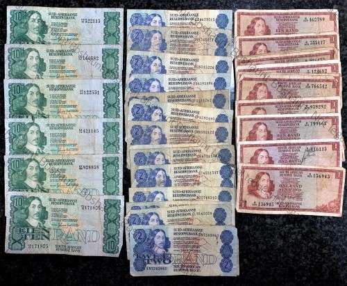 SET OF VARIOUS GOVERNORS & DECIMALS R10 X 6 - R2 X 15  GPC DE KOCK & R1 X 14 DE JONG (1 BID TAKES AL