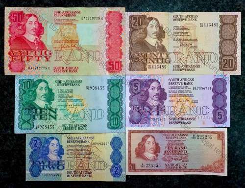 COMPLETE SET OF GPC DE KOCK & DECIMALS R50 SCARCE BA SERIE`S TO R2,,,1980s (R1 TW DE JONGH 1975)