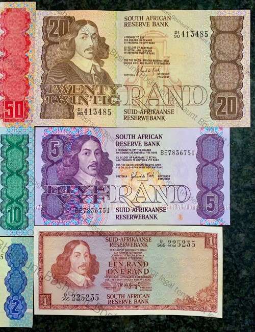 COMPLETE SET OF GPC DE KOCK & DECIMALS R50 SCARCE BA SERIE`S TO R2,,,1980s (R1 TW DE JONGH 1975)