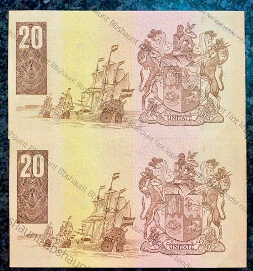 TW DE JONGH R20 IN SEQUENCE D43 /485954-953 UNC+ 4TH ISSUE 1978 (1BID TAKES ALL)