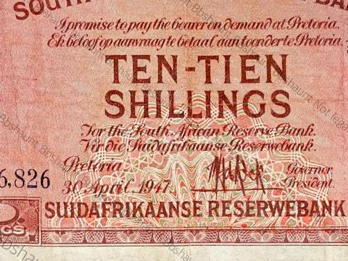 MH DE KOCK 10 SHILLINGS 1947 E89 /636.826 FIRST ISSUE E/A