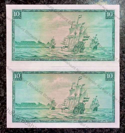 TW DE JONGH R10 IN SEQUENCE C325 /265805-804 UNC 3RD ISSUE 1975 E/A VAN RIEBEECK WTM(1 BID TAKES ALL