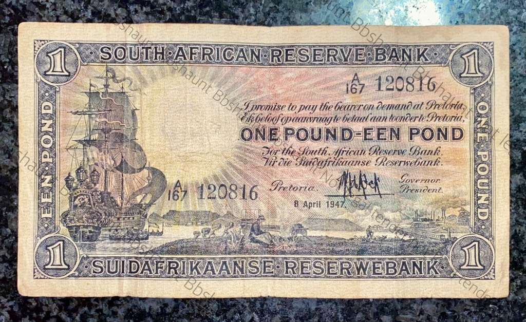 MH DE KOCK 1 POUND 1947 E/A 1ST ISSUE  A167