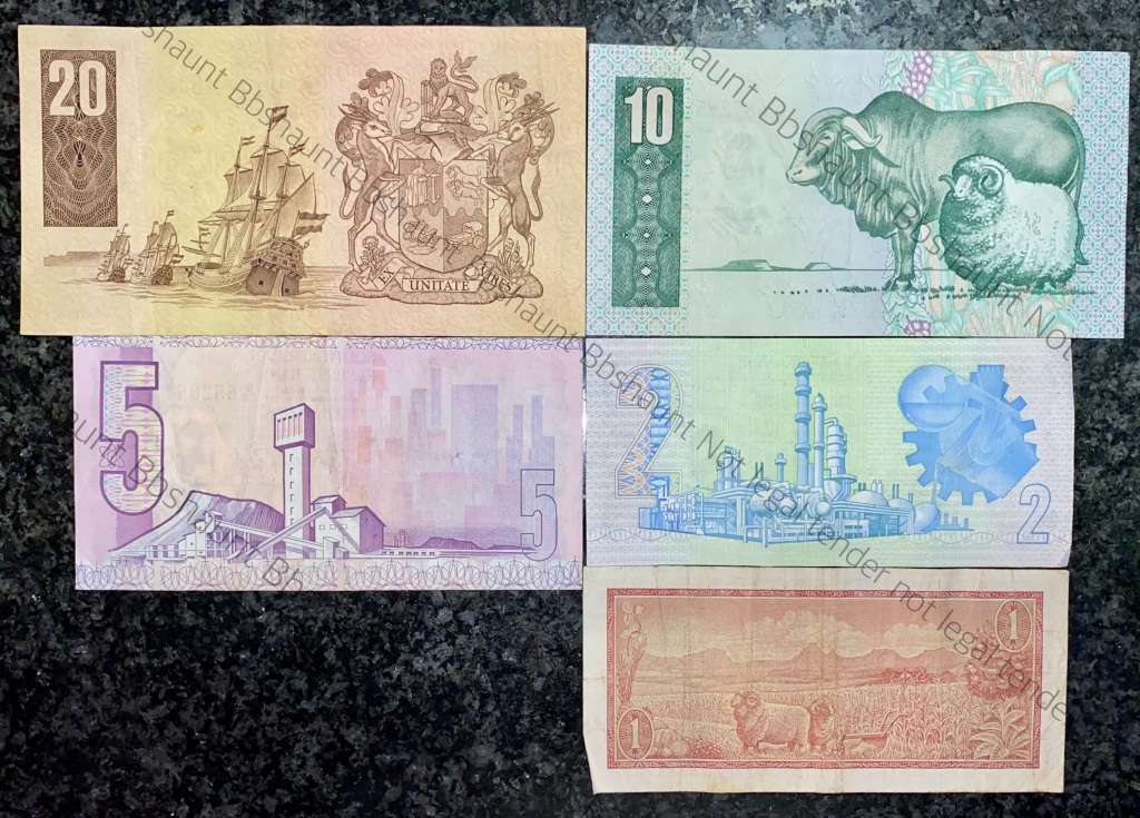 COMPLETE SET OF TW DE JONGH & DECIMALS R20 TO R2 / 1978-4TH ISSUE( R1,,1975-3RD ISSUE)1BID TAKES ALL