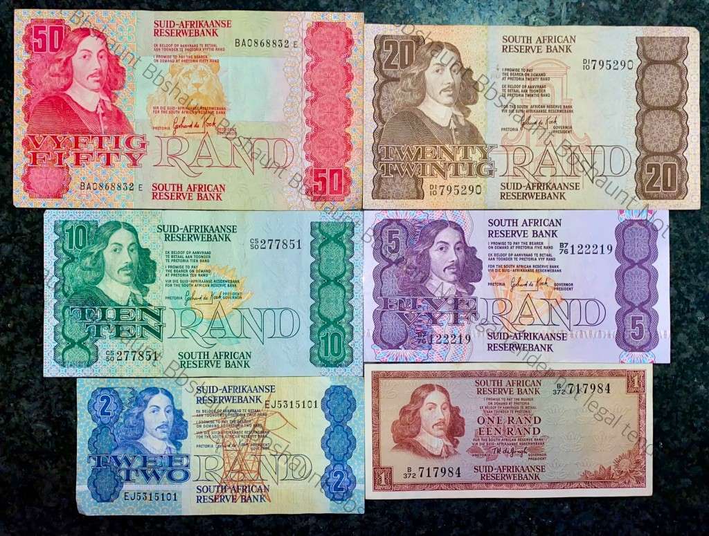 COMPLETE SET OF GPC DE KOCK & DECIMALS R50 SCARCE BA SERIE`S TO R2,,,1980s (R1 TW DE JONGH 1975)