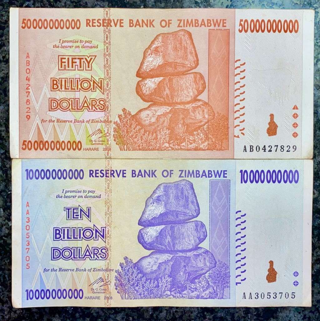 ZIMBABWE SET 50 BILLION DOLLARS 2008 & AA 10 BILLION DOLLAR 2008 (1 BID TAKES ALL)