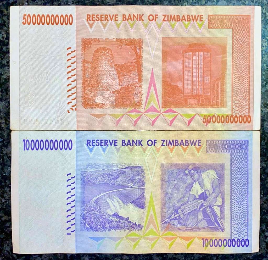 ZIMBABWE SET 50 BILLION DOLLARS 2008 & AA 10 BILLION DOLLAR 2008 (1 BID TAKES ALL)