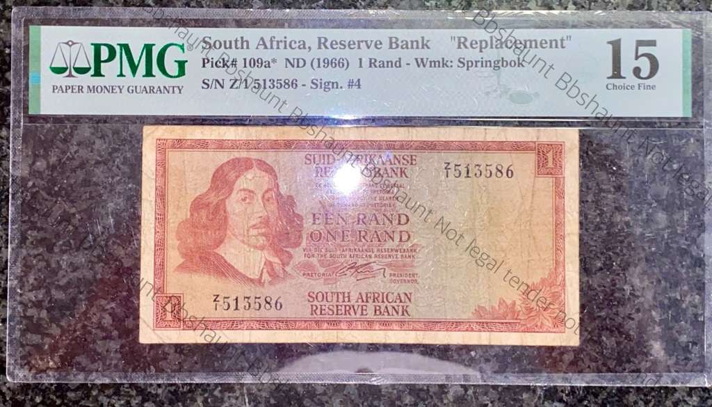 REPLACEMENT NOTE SCARCE GRADED G,RISSIK R1 ---Z1---  SECOND ISSUE A/E 1966 PMG GRADED CHOICE FINE 15