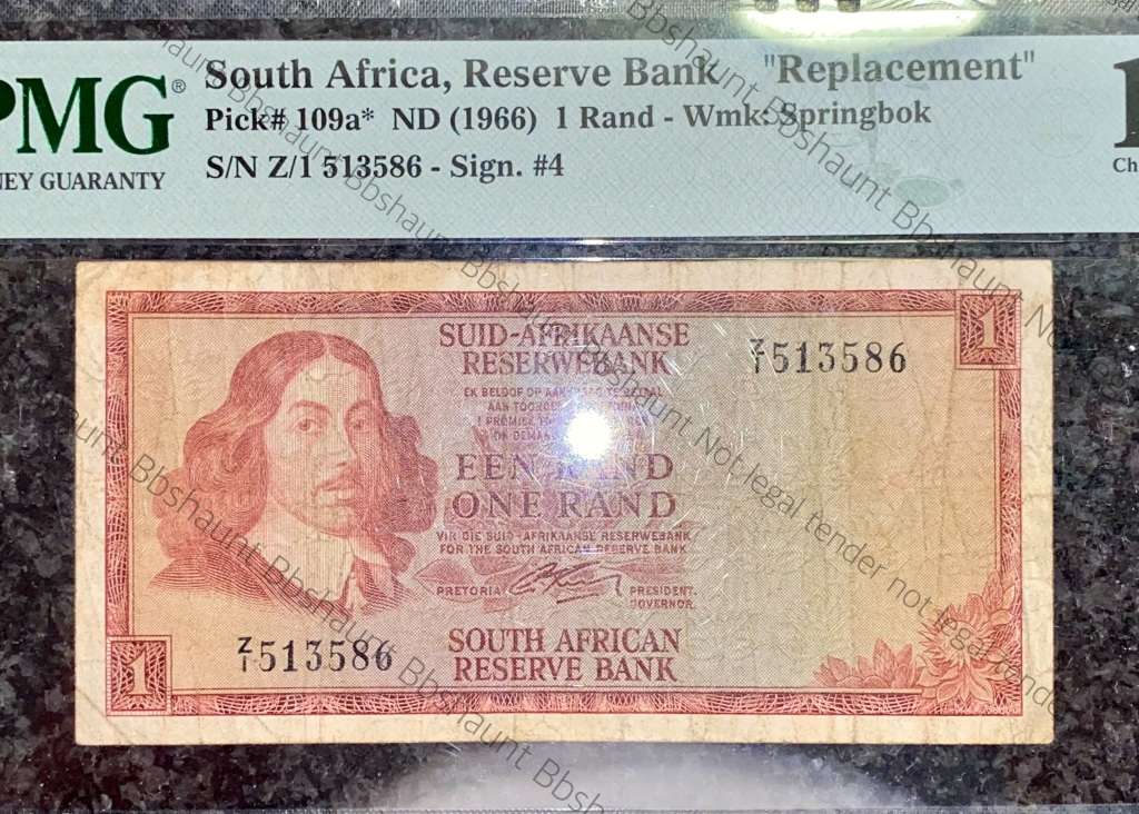 REPLACEMENT NOTE SCARCE GRADED G,RISSIK R1 ---Z1---  SECOND ISSUE A/E 1966 PMG GRADED CHOICE FINE 15