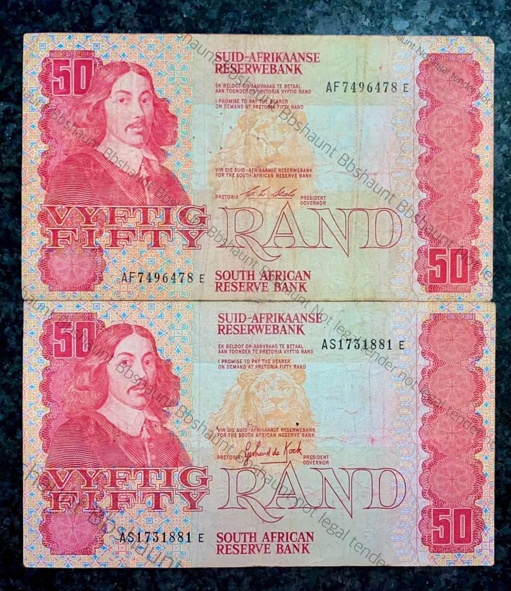 SET OF R50 - GPC DE KOCK R50 A/E 3RD ISSUE 1984 AS & CL STALS R50 1990 AF(1 BID TAKES ALL)